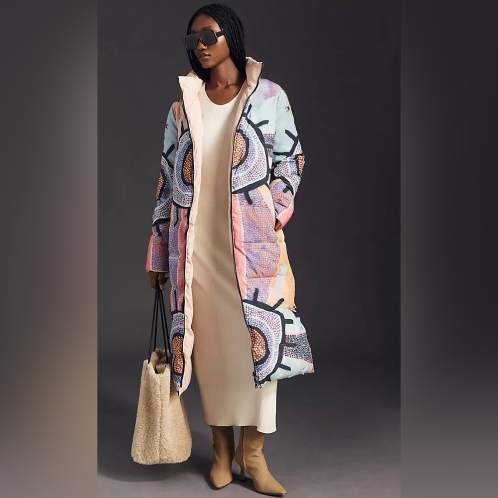 Double-sided Anthropologie Coat Unreal Fur x Linda Puna Awari Puffer Coat.